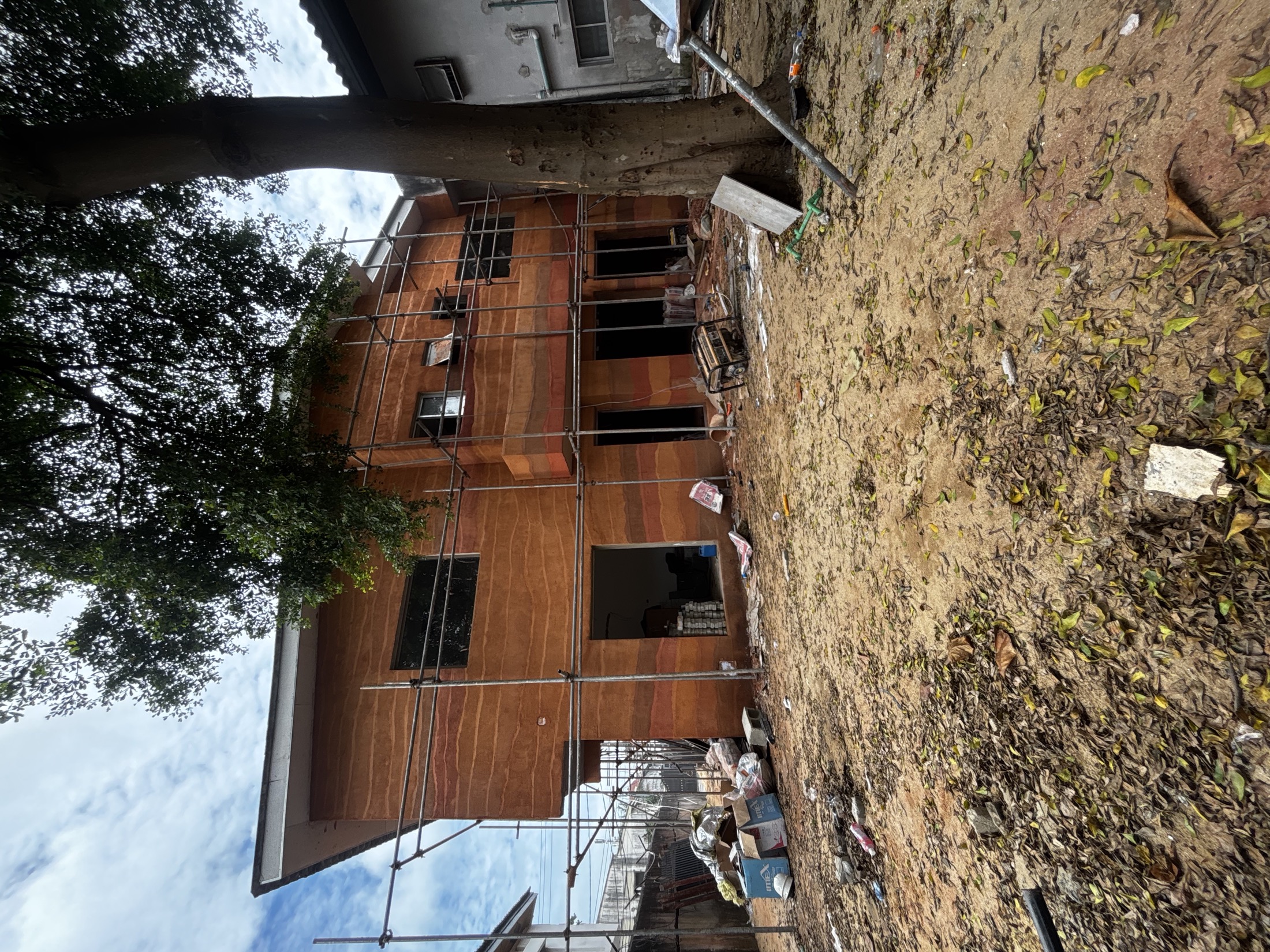 Rear view of the recent lime plaster exterior project